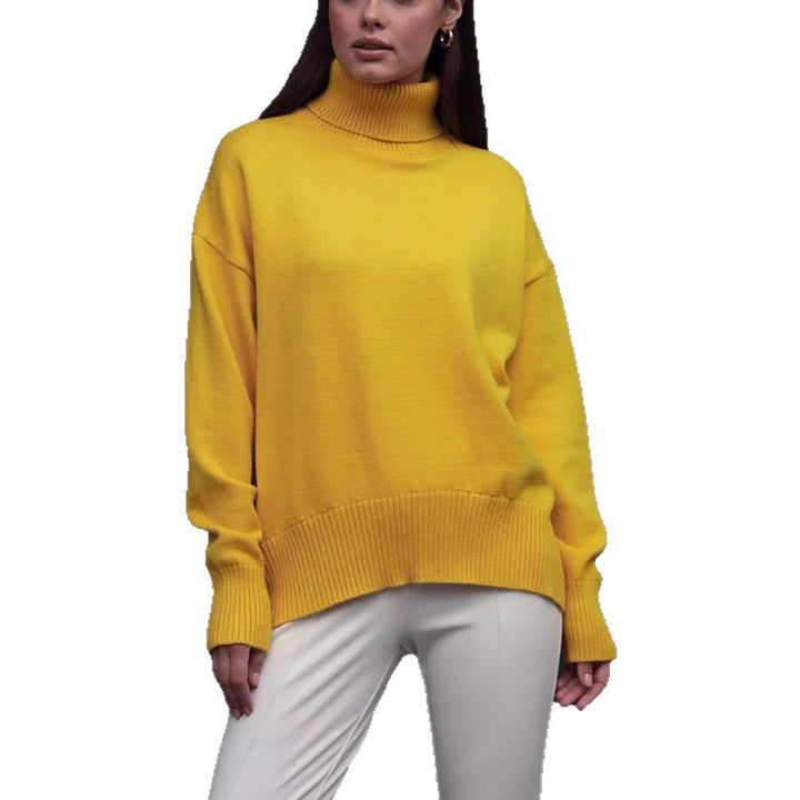Damen Boxy-Rollkragenpullover aus feinem Feinstrick mit überschnittener Schulter – Mavelle