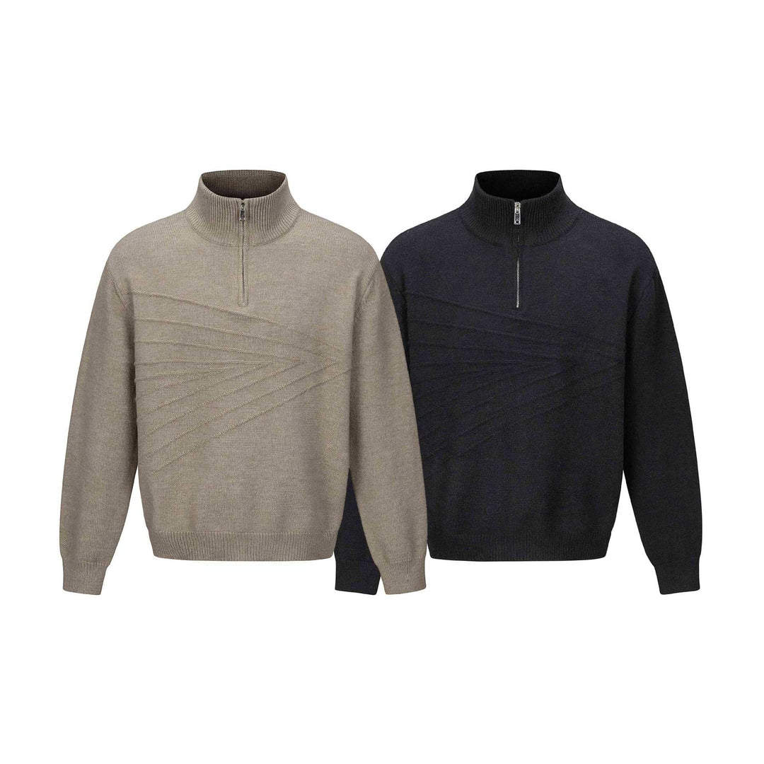 Herren Halbzip-Strickpullover mit Rippenkragen Echoarchiv