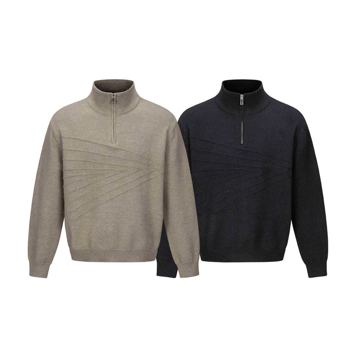 Herren Halbzip-Strickpullover mit Rippenkragen Echoarchiv