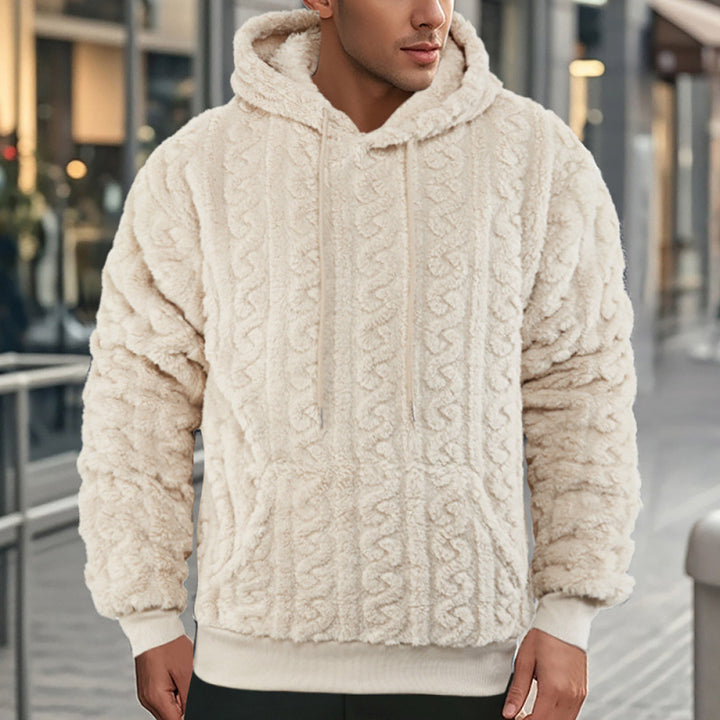 Unisex Kuscheliger Teddy-Hoodie mit Zopfstrick-Optik und Kängurutasche Echo Archiv