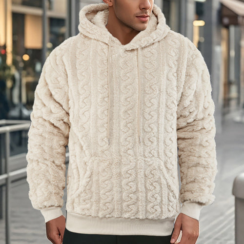 Unisex Kuscheliger Teddy-Hoodie mit Zopfstrick-Optik und Kängurutasche Echo Archiv