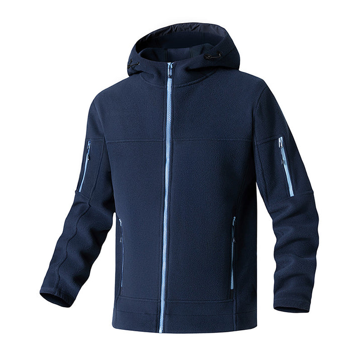Herren technische Fleecejacke mit verstellbarer Kapuze und mehreren Reißverschlusstaschen Echoarchiv