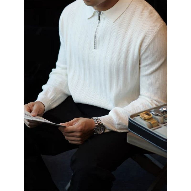 Herren Strickpullover mit Kragen und praktischem Reißverschluss Echoarchiv