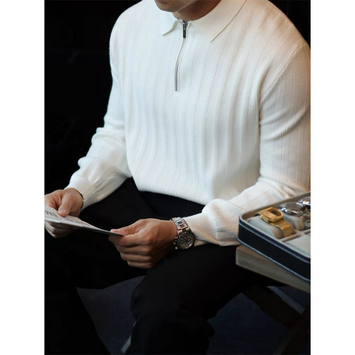 Herren Strickpullover mit Kragen und praktischem Reißverschluss Echoarchiv