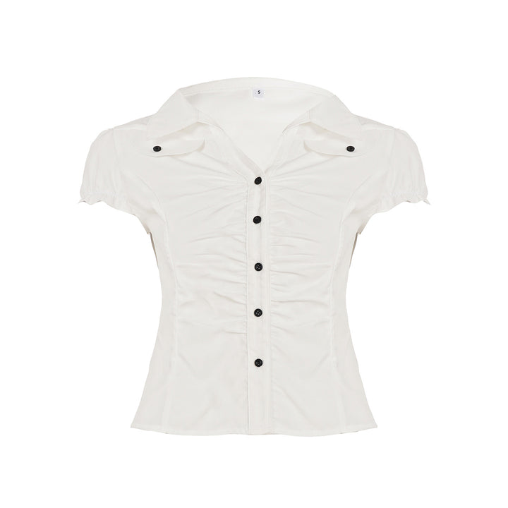 Damen figurbetontes Blusenshirt mit eleganten Rüschendetails und Knopfverschluss Echo Archiv