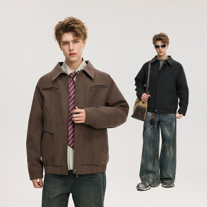 Herren Kurzjacke aus Wollmix mit verdecktem Reißverschluss und Brusttaschen Echo Archiv