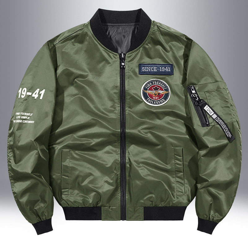 Herren Leichte Nylon-Bomberjacke im Aviator-Style mit Patchdetails und Ärmeltasche Echoarchiv
