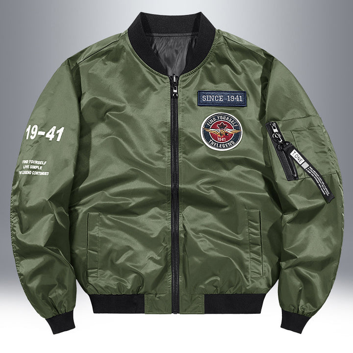Herren Leichte Nylon-Bomberjacke im Aviator-Style mit Patchdetails und Ärmeltasche Echoarchiv