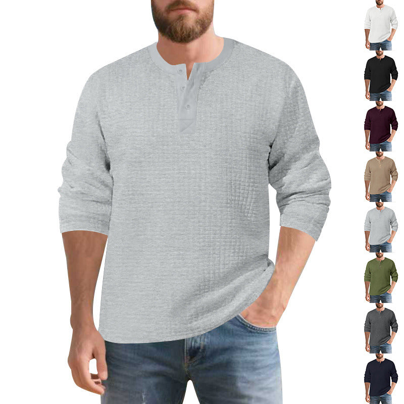 Herren Elegantes Langarmshirt mit Knopfleiste und strukturiertem Stoff Echoarchiv