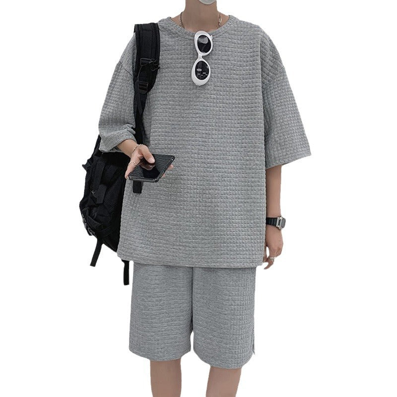 Herren Freizeitsport Set aus locker sitzendem Oberteil mit atmungsaktiven Shorts Echoarchiv