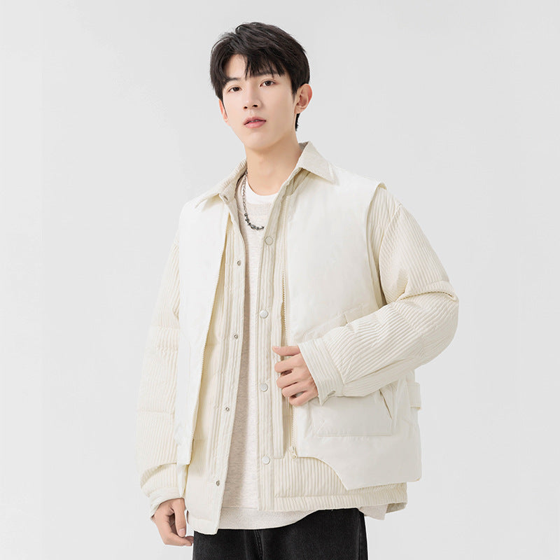 Herren Wattierte Steppjacke mit Cord‑Einsätzen und Hemdkragen Echo Archiv