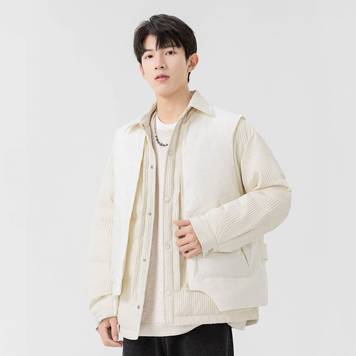 Herren Wattierte Steppjacke mit Cord‑Einsätzen und Hemdkragen Echo Archiv