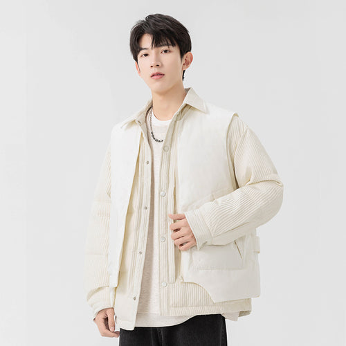 Herren Wattierte Steppjacke mit Cord‑Einsätzen und Hemdkragen Echo Archiv