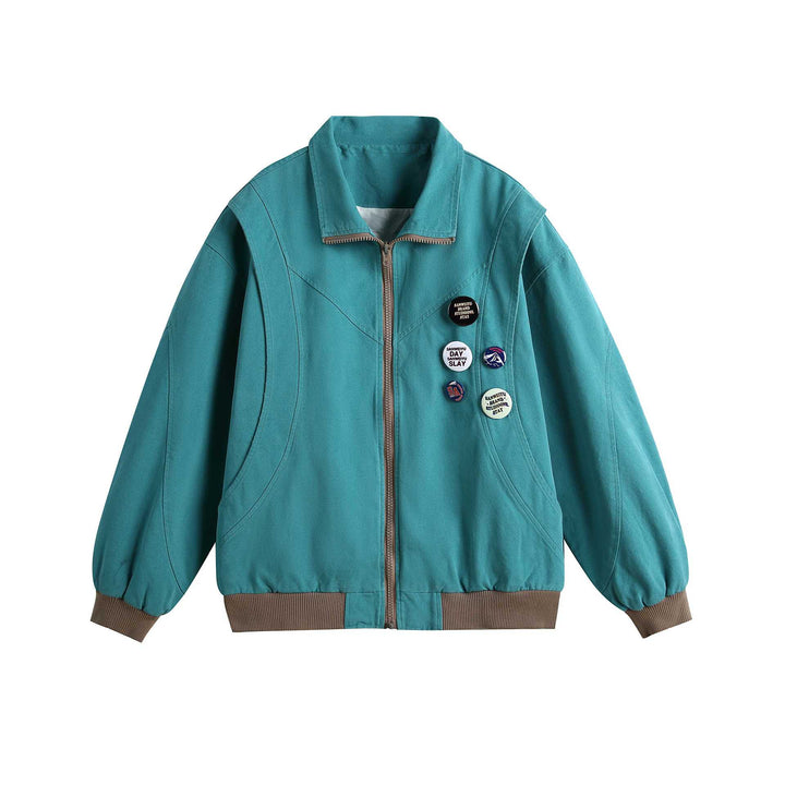 Damen Kurzblouson mit Stehkragen, Rippbündchen und Ansteck‑Pins Echoarchiv