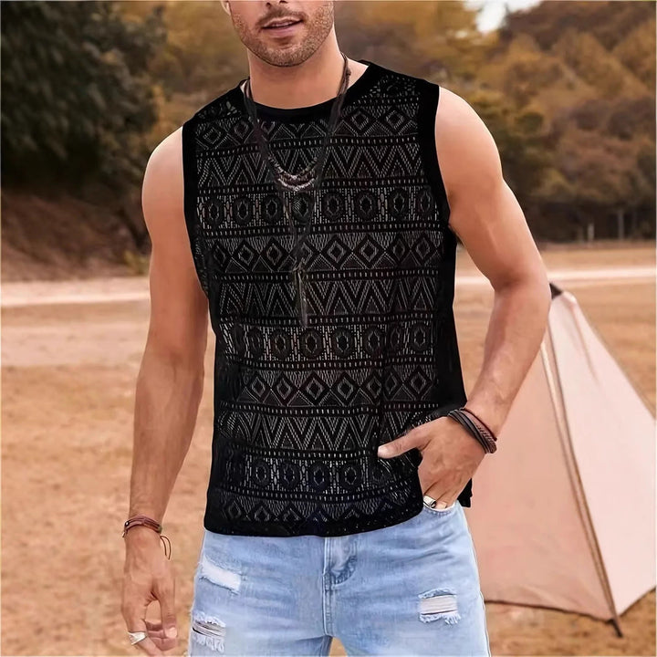 Herren Ärmelloses Netzshirt mit strukturiertem Design Echoarchiv