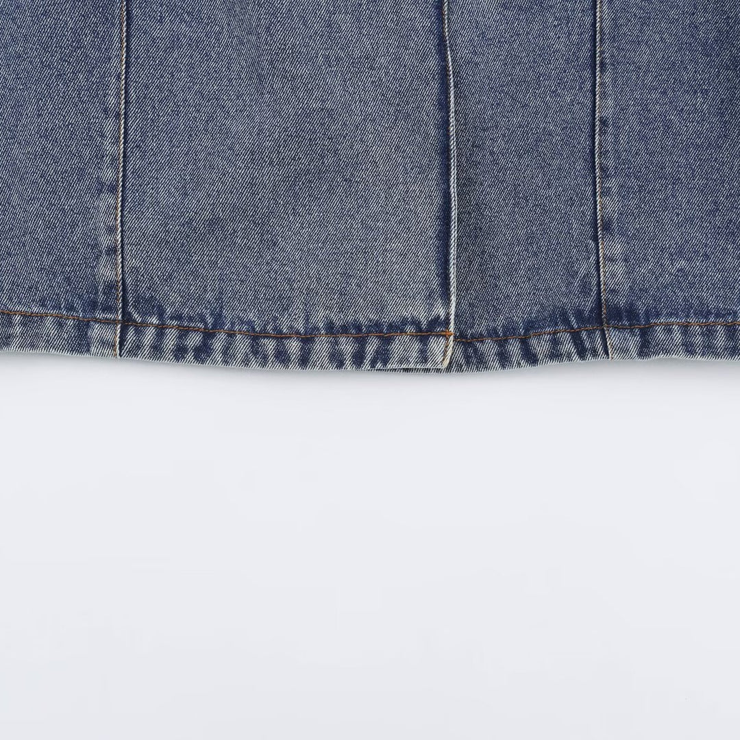 Damen Verkürzte Jeansjacke im Boxy‑Schnitt mit Stehkragen und dreiviertelärmeln Echo Archiv