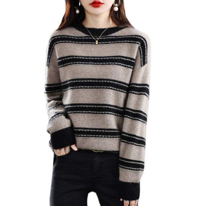 Damen Weicher Streifenpullover im Mohair‑Look mit kastenförmiger Silhouette Echoarchiv
