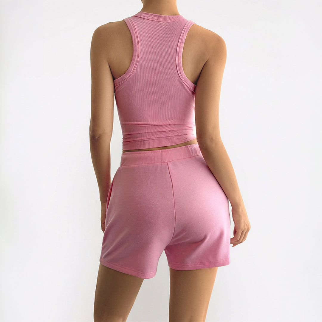 Damen Sportliches Crop-Top mit Shorts Set Echo Archiv