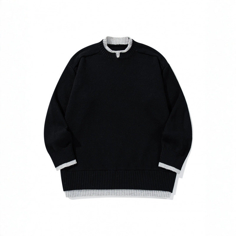 Unisex Relaxed-Fit Feinstrick-Pullover mit Kontrastbündchen und verlängertem Rippenbund Echo Archiv