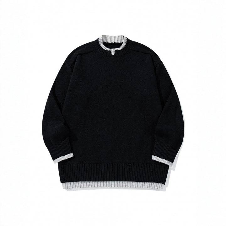 Unisex Relaxed-Fit Feinstrick-Pullover mit Kontrastbündchen und verlängertem Rippenbund Echo Archiv
