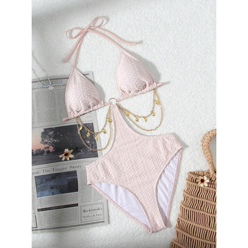 Damen Triangel-Bikini mit modischem Kettenakzent und verstellbaren Trägern Echo Archiv
