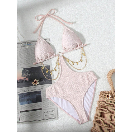 Damen Triangel-Bikini mit modischem Kettenakzent und verstellbaren Trägern Echo Archiv