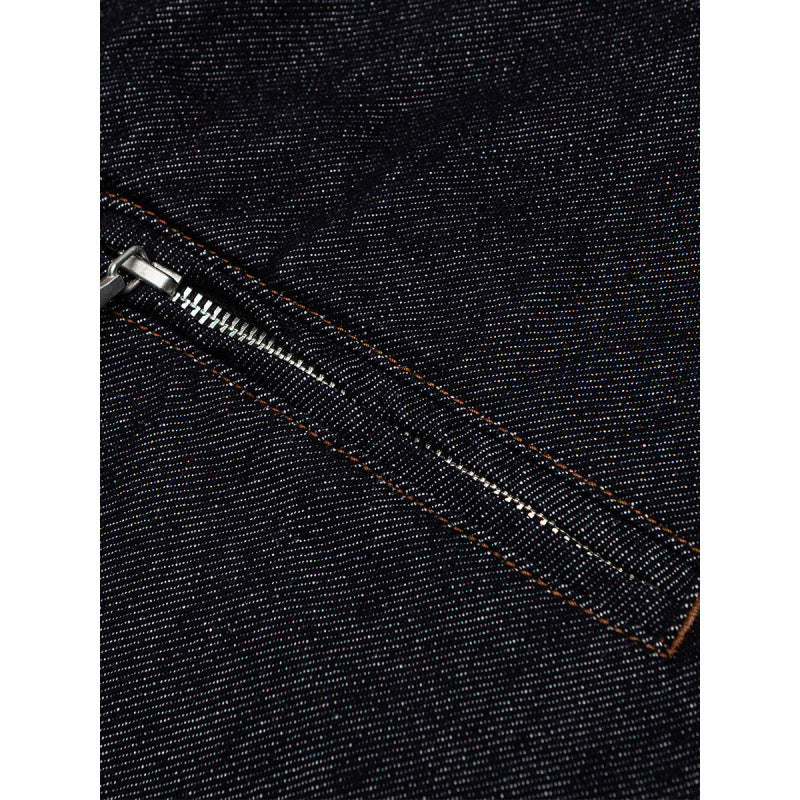Herren Boxy-Denimjacke mit durchgehendem Reißverschluss, Brust-Reißverschlusstasche und Hemdkragen Echo Archiv