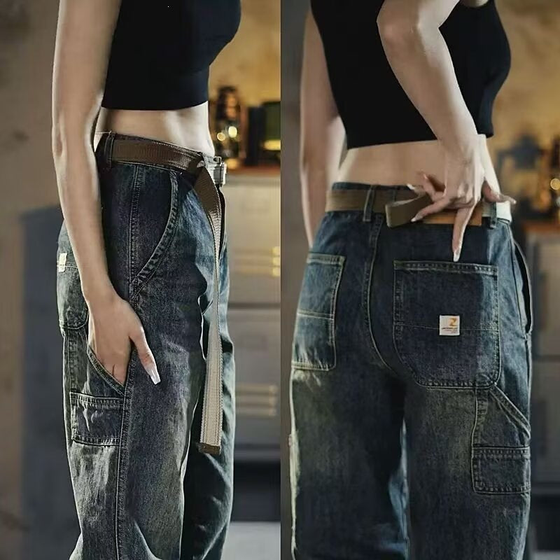 Damen Weite Denim-Hose mit hohen Taschen Echo Archiv