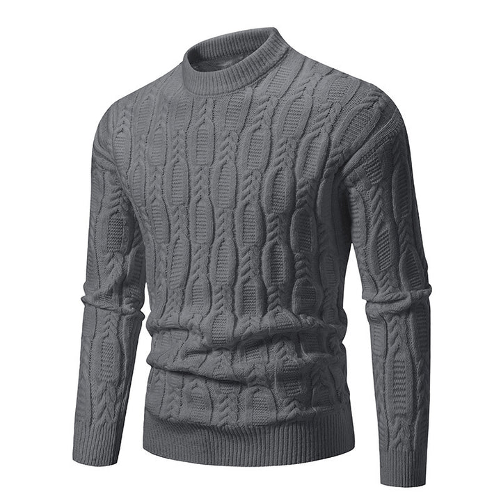 Herren Strickpullover mit Zopfdesign und hohem Kragen Echoarchiv