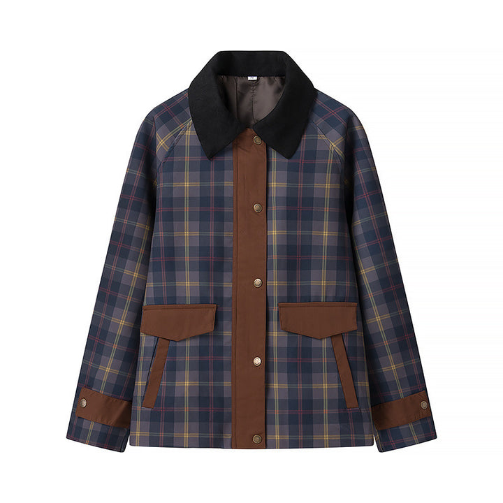 Damen Oversize-Karo-Fieldjacke mit Wachsfinish und Zweifachverschluss Echo Archiv