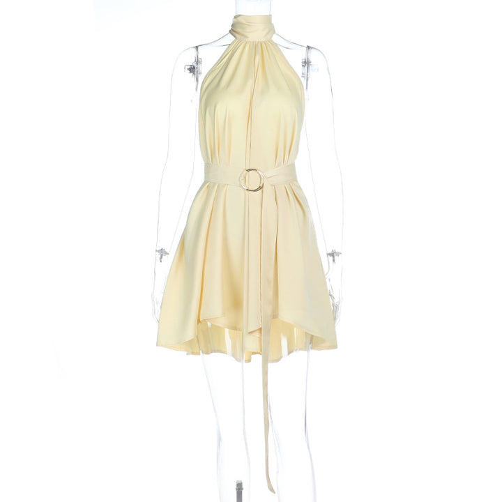 Damen ärmelloses Wickelkleid mit hochgeschlossenem Kragen und Gürtel Echo Archiv