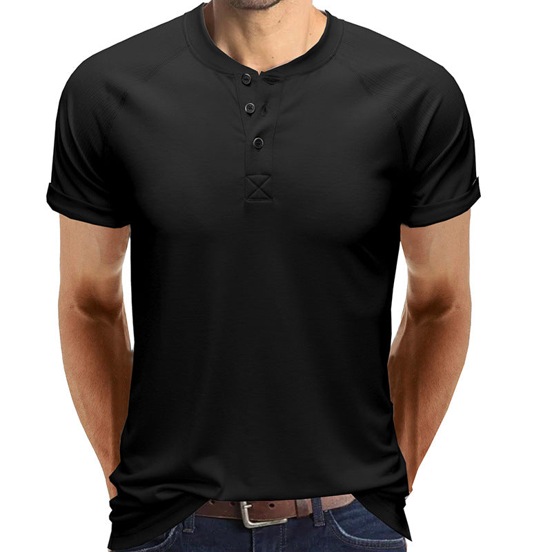 Herren Kurzarmshirt mit stilvollen Rippendetails und Knopfverschluss Echoarchiv