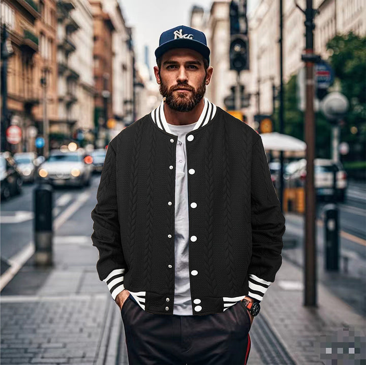 Herren Sportswear-Bomberjacke mit strukturiertem Design und Kontraststreifen Echoarchiv