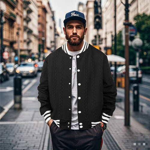 Herren Sportswear-Bomberjacke mit strukturiertem Design und Kontraststreifen Echoarchiv
