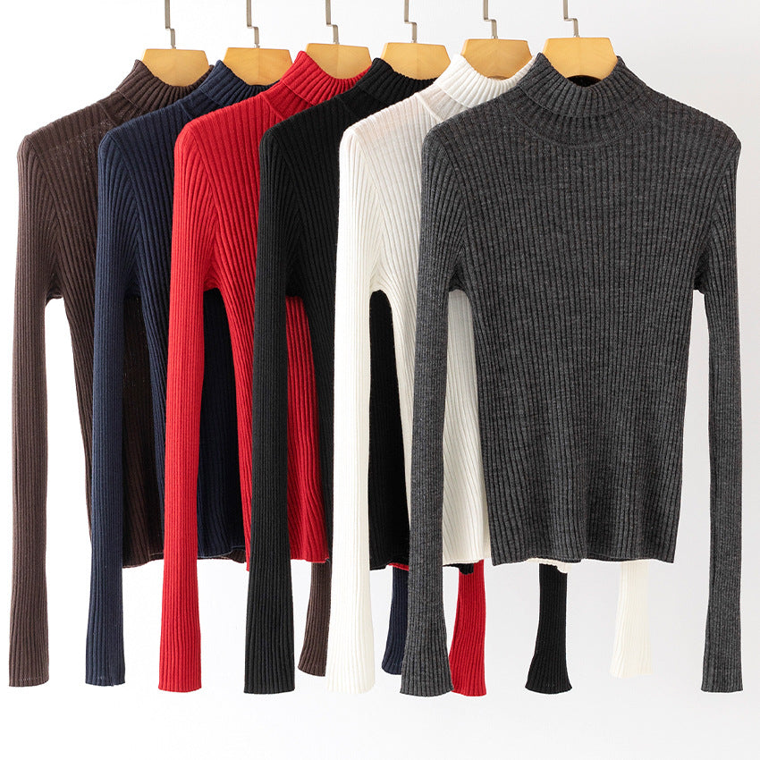 Damen Figurnaher Feiner Rippstrick-Rollkragenpullover mit Stretch-Finish Echoarchiv