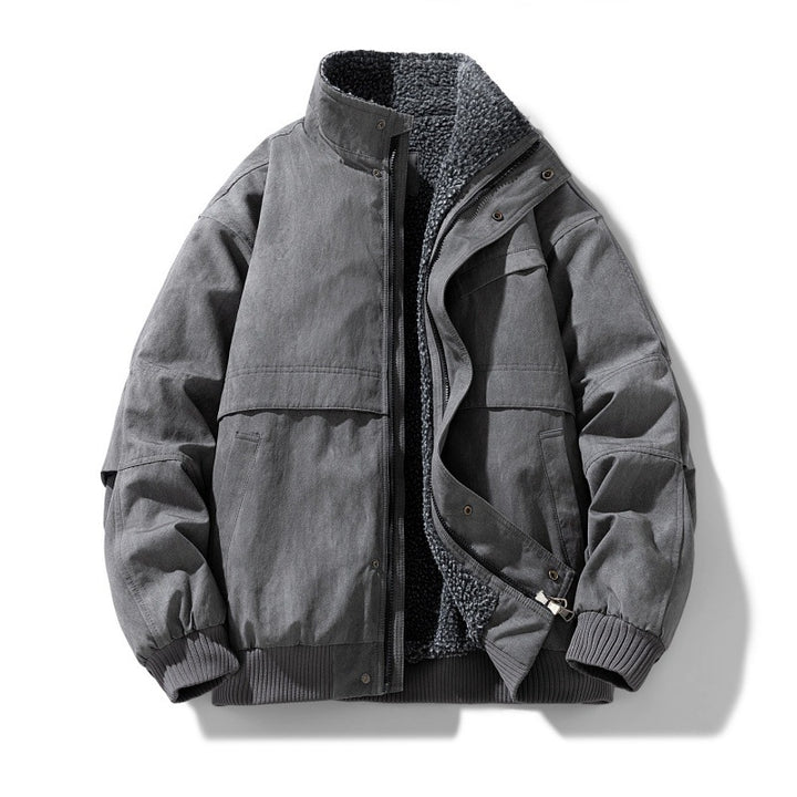 Herren gepolsterte Winterjacke mit Teddy-Futter, winddichte Außenschicht und vom Bomber inspirierten Schnitt – Marzano
