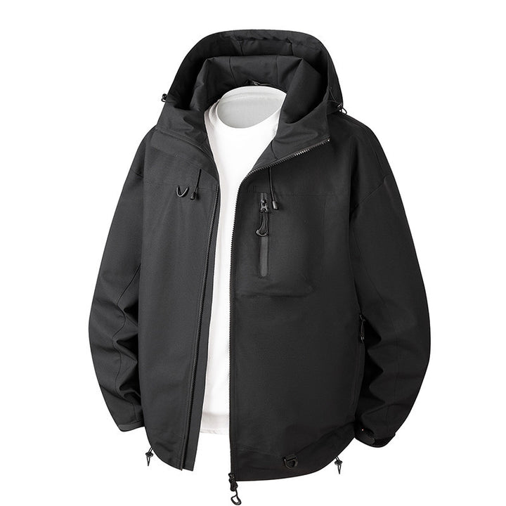 Herren Urbane Schutz-Softshelljacke mit verstellbarer Kapuze, Kontrast-Reißverschlüssen und Brusttasche Echo Archiv