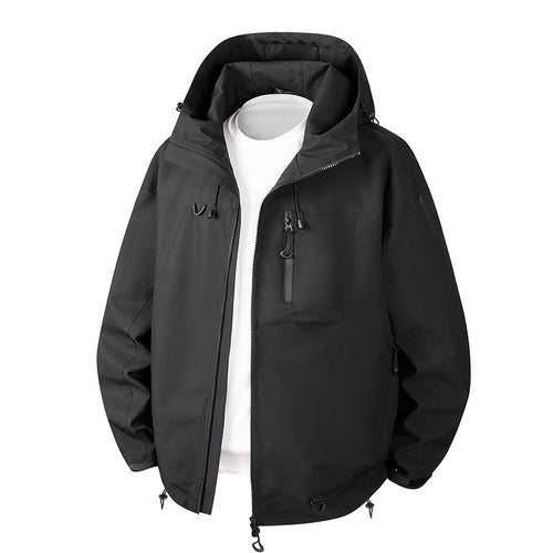 Herren Urbane Schutz-Softshelljacke mit verstellbarer Kapuze, Kontrast-Reißverschlüssen und Brusttasche Echo Archiv
