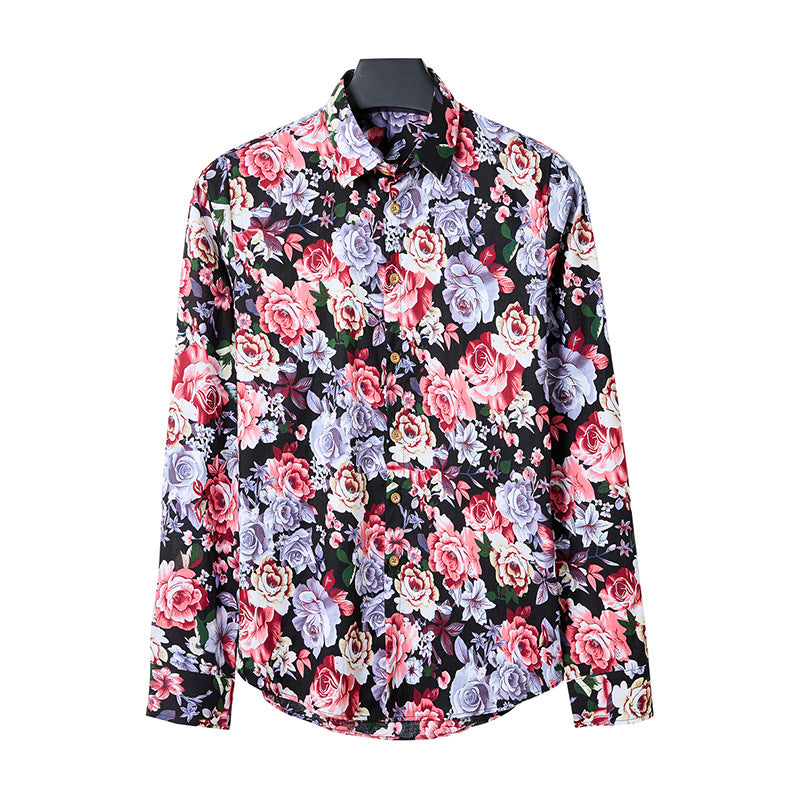 Herren Langarmhemd Tropischer Blattprint – Arvello
