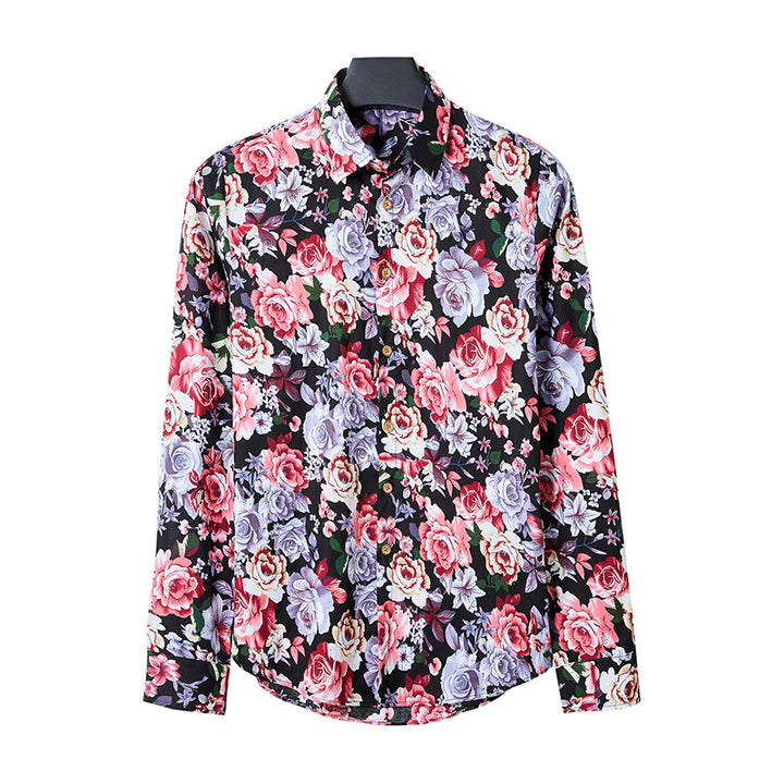 Herren Langarmhemd Tropischer Blattprint – Arvello