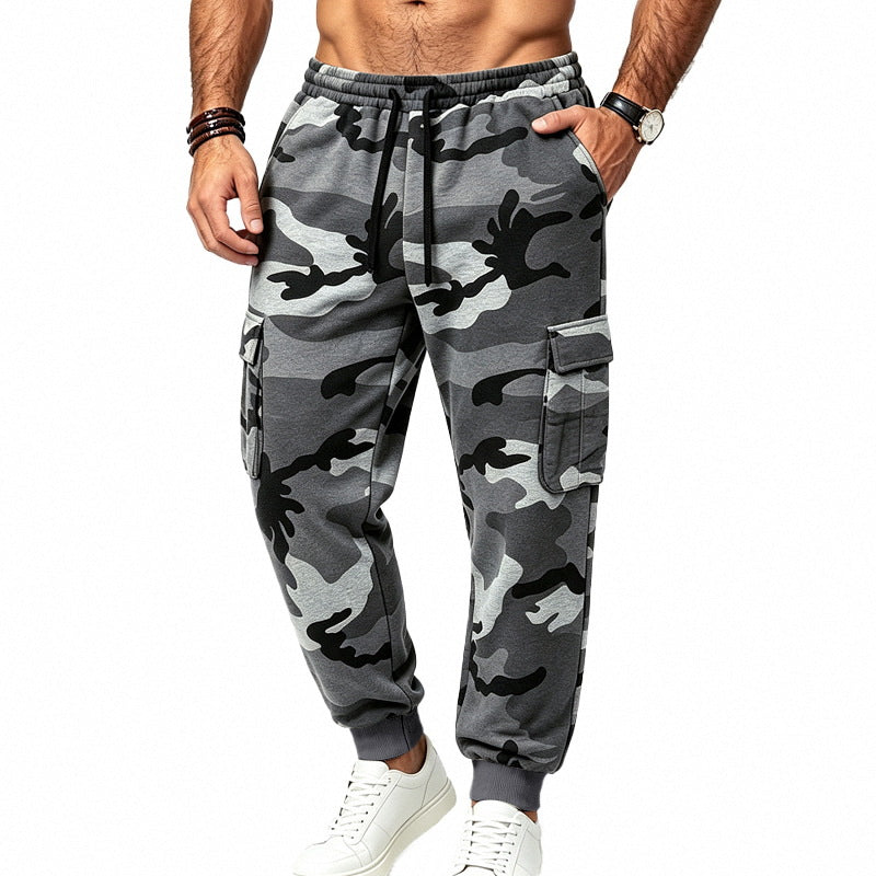 Herren Cargohose im Jogger-Stil mit elastischem Bund, Kordelzug und Mehrfachtaschen Echoarchiv