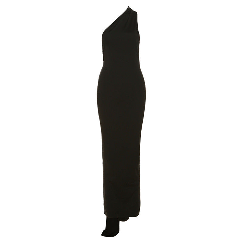 Damen Elegantes bodenlanges One-Shoulder Kleid Echo Archiv