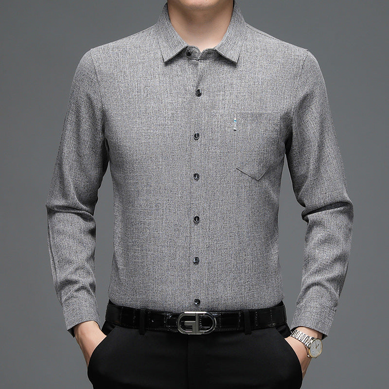 Herren elegantes Langarm-Hemd mit feinem Strukturdesign Echoarchiv