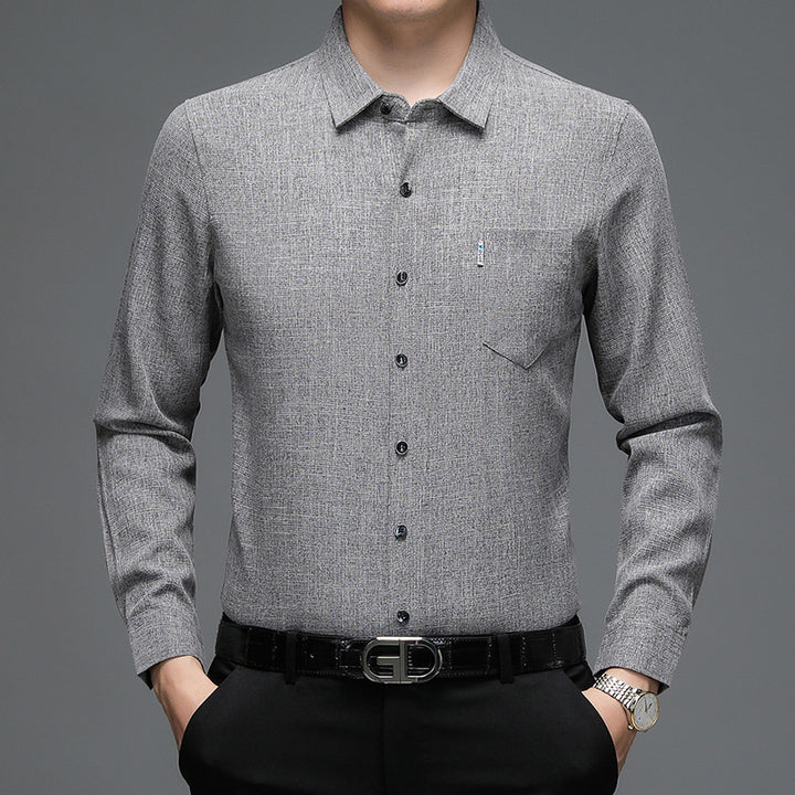 Herren elegantes Langarm-Hemd mit feinem Strukturdesign Echoarchiv