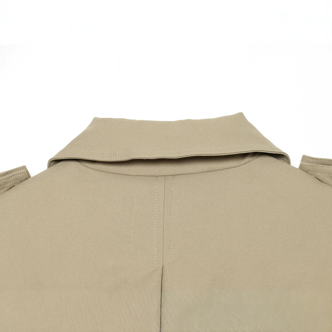 Damen Kurz-Cape-Trench mit Doppelreihe, Schulterklappen und Taillengürtel Echoarchiv