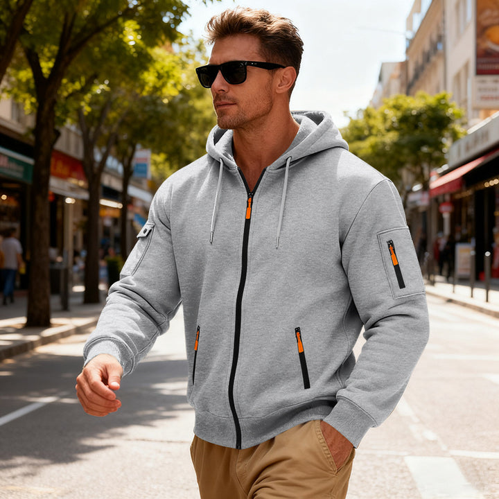 Herren funktionale Kapuzenjacke mit innovativem Reißverschluss Echoarchiv