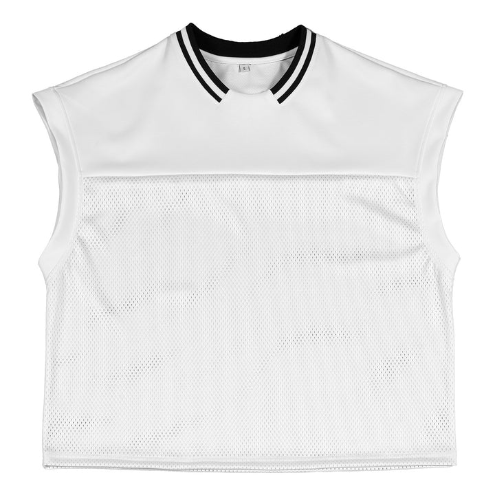 Unisex Atmungsaktives Mesh-Sporttop ohne Ärmel mit geripptem Polokragen Echo Archiv