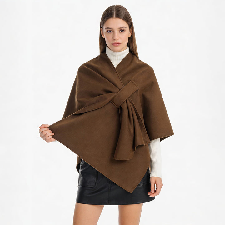 Damen Eleganter Wickel‑Cape mit Knotenverschluss und fließender Drapierung Echo Archiv