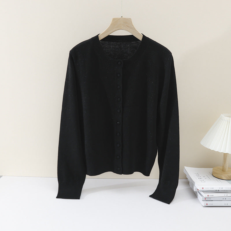 Damen Feinstrick-Cardigan mit Rundhalsausschnitt und Perlmuttknöpfen Echo Archiv