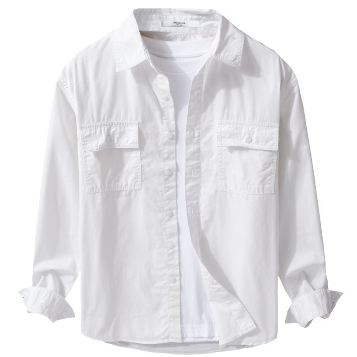 Herren Pflegeleichtes Baumwoll-Utility-Overshirt mit Doppel‑Brusttaschen und entspanntem Saum Echoarchiv
